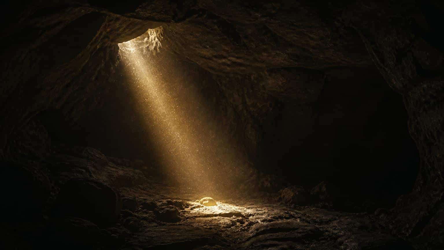 Light shining into a dark cave as a symbol of hope amid spiritual exhaustion and burnout