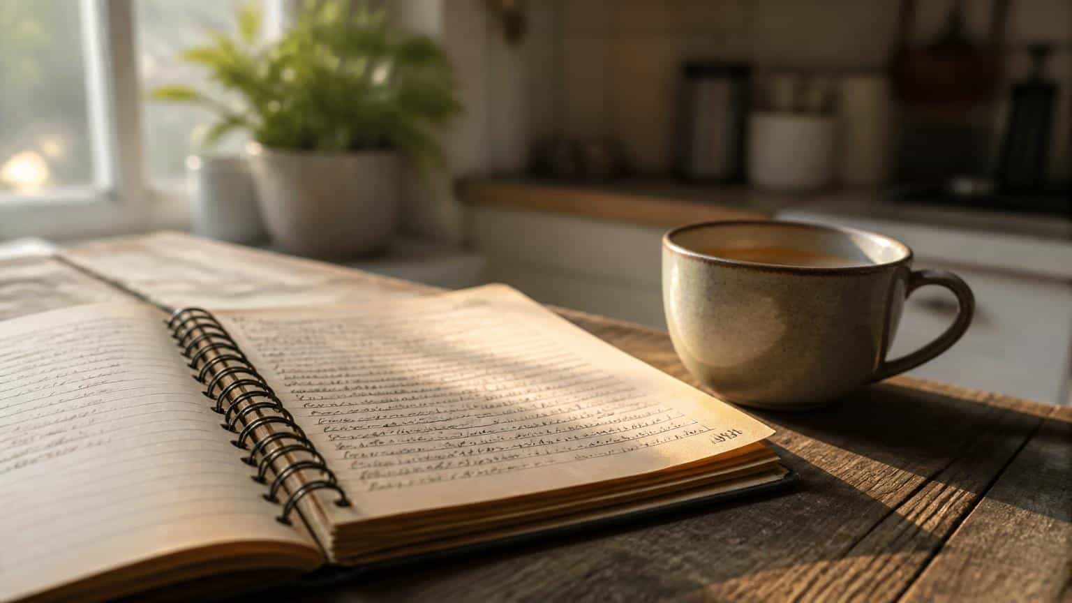 An old notebook with a handwritten date rests on a kitchen table, representing a prayer that remains unanswered