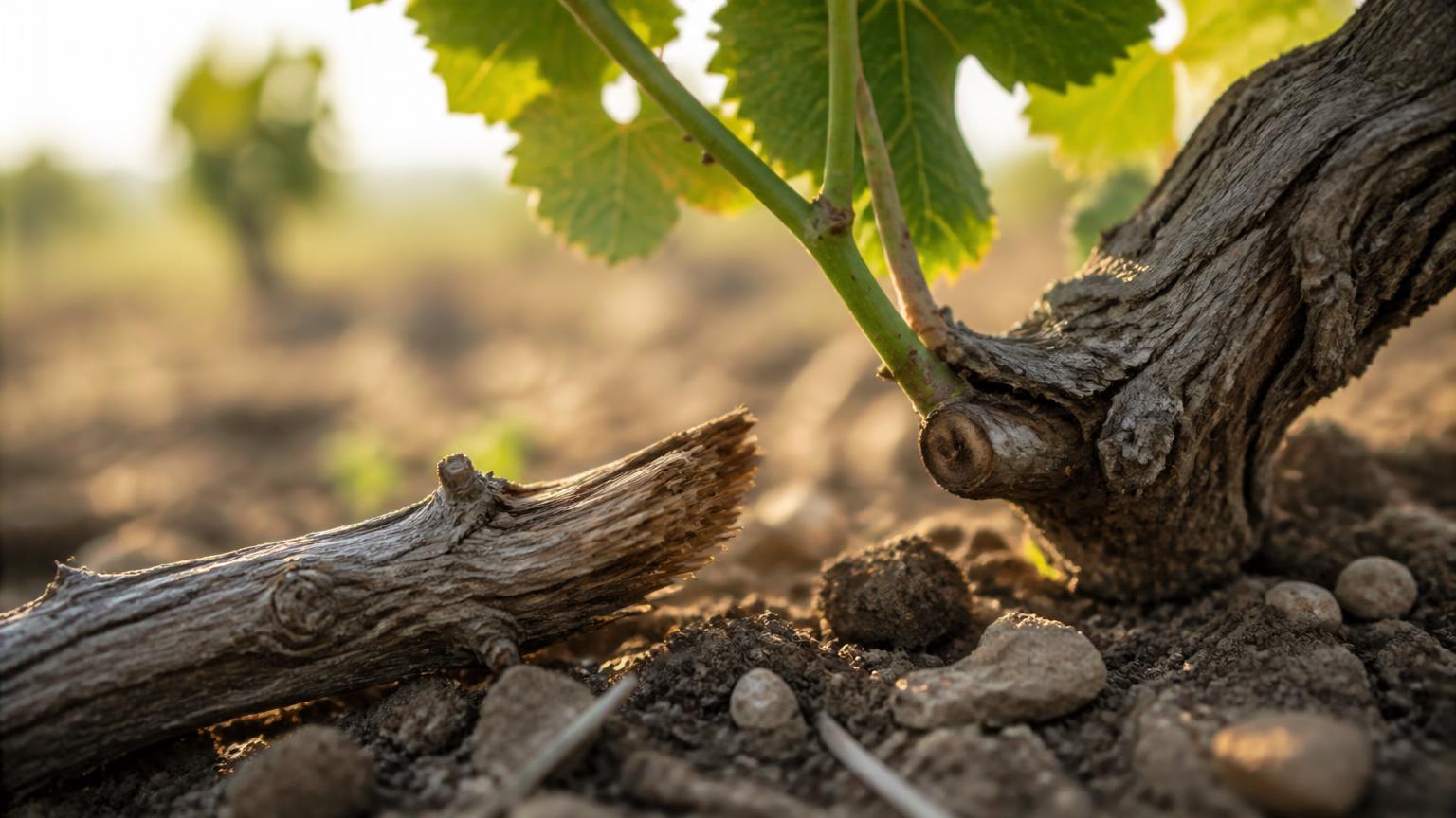 Connected and disconnected grapevine branches illustrating spiritual exhaustion from self-effort